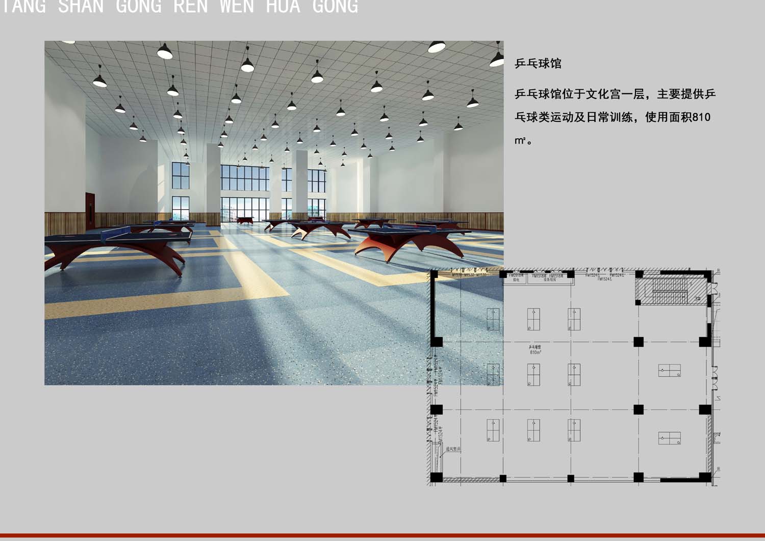 唐山市总工会工人文化宫装修设计--乒乓球馆